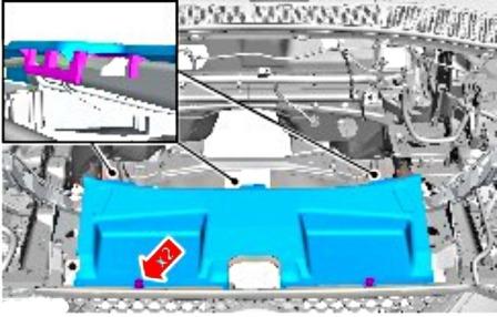 diagram of the attachment of the lining on the grille of the Ford Galaxy/S-Max (2006-2015)